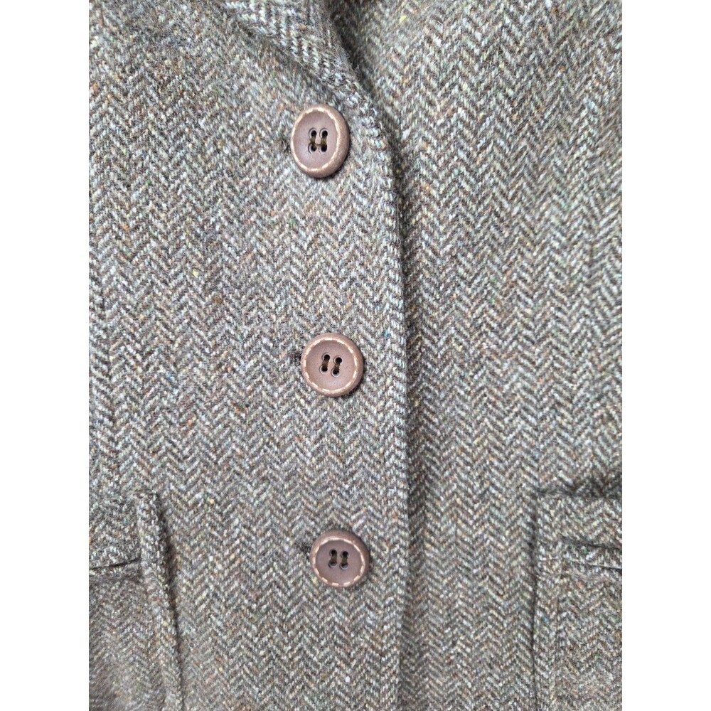 Talbots Petites Women's Size 4 Herringbone Wool Blend Blazer Jacket Brown Tweed - Picture 4 of 9